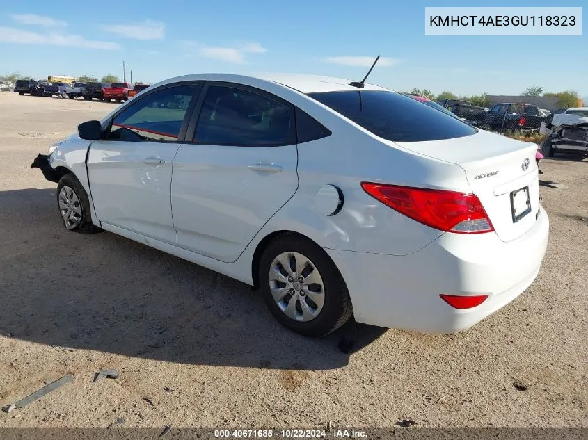 2016 Hyundai Accent Se VIN: KMHCT4AE3GU118323 Lot: 40671685