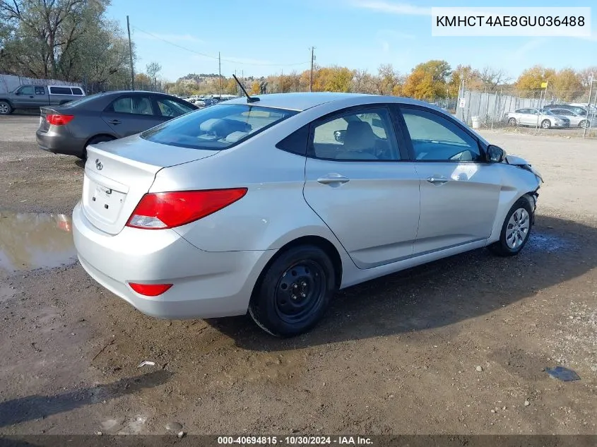 2016 Hyundai Accent Se VIN: KMHCT4AE8GU036488 Lot: 40694815