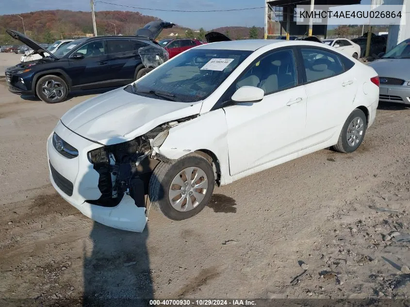 2016 Hyundai Accent Se VIN: KMHCT4AE4GU026864 Lot: 40700930