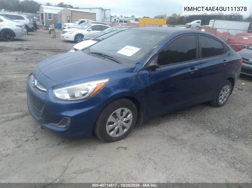 KMHCT4AE4GU111378 2016 Hyundai Accent Se