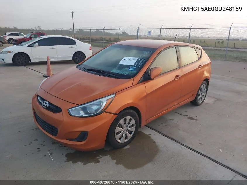 2016 Hyundai Accent Se VIN: KMHCT5AE0GU248159 Lot: 40726070