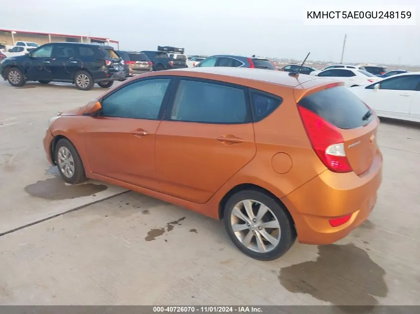 2016 Hyundai Accent Se VIN: KMHCT5AE0GU248159 Lot: 40726070