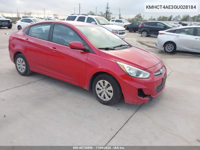 2016 Hyundai Accent Se VIN: KMHCT4AE3GU028184 Lot: 40730888