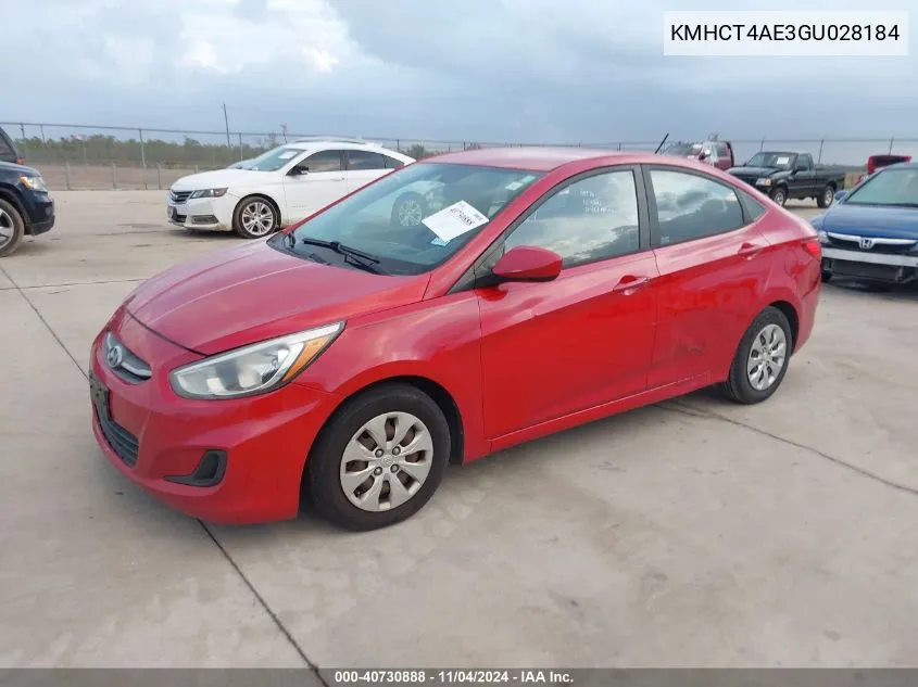 2016 Hyundai Accent Se VIN: KMHCT4AE3GU028184 Lot: 40730888