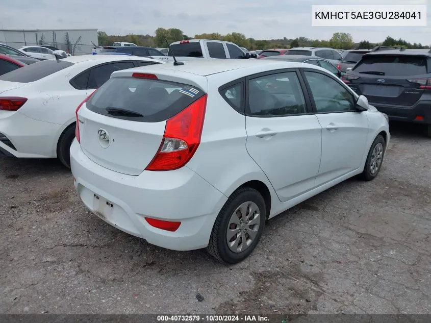 2016 Hyundai Accent Se VIN: KMHCT5AE3GU284041 Lot: 40732579