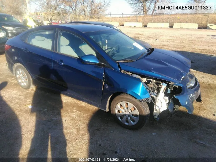 2016 Hyundai Accent Se VIN: KMHCT4AE5GU011337 Lot: 40743121