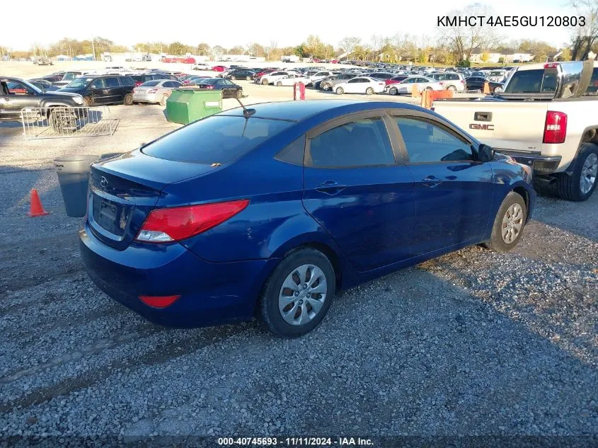 2016 Hyundai Accent Se VIN: KMHCT4AE5GU120803 Lot: 40745693