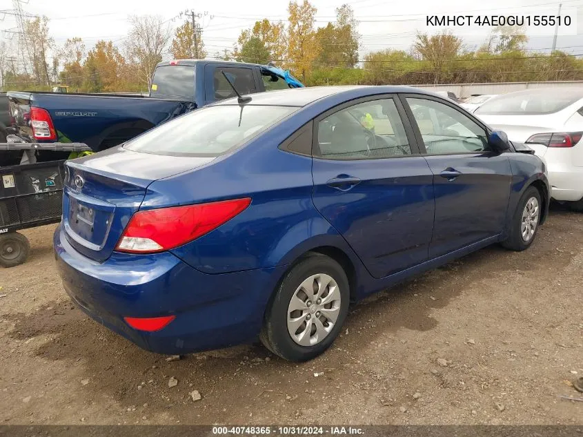 KMHCT4AE0GU155510 2016 Hyundai Accent Se