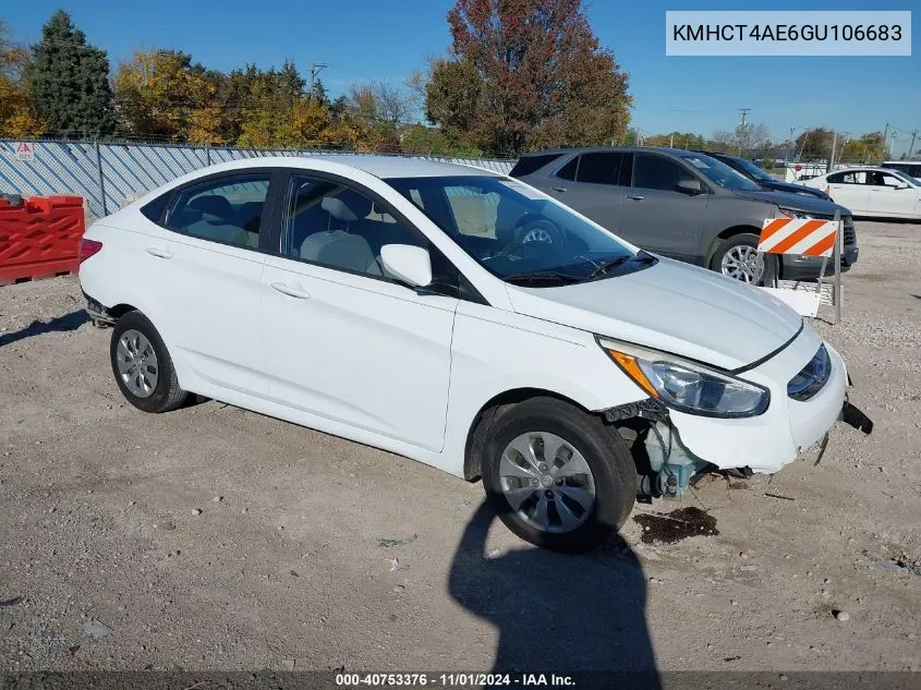 2016 Hyundai Accent Se VIN: KMHCT4AE6GU106683 Lot: 40753376