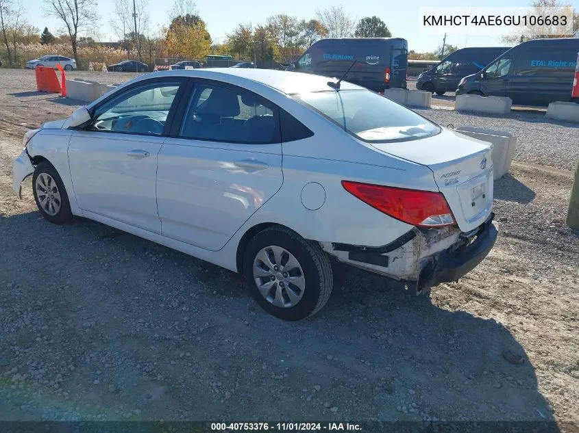 2016 Hyundai Accent Se VIN: KMHCT4AE6GU106683 Lot: 40753376