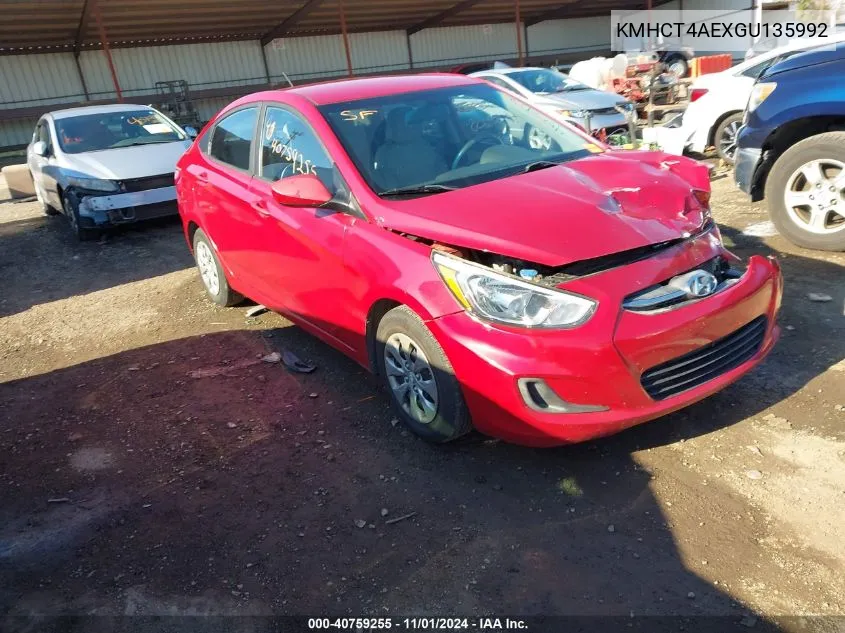 2016 Hyundai Accent Se VIN: KMHCT4AEXGU135992 Lot: 40759255