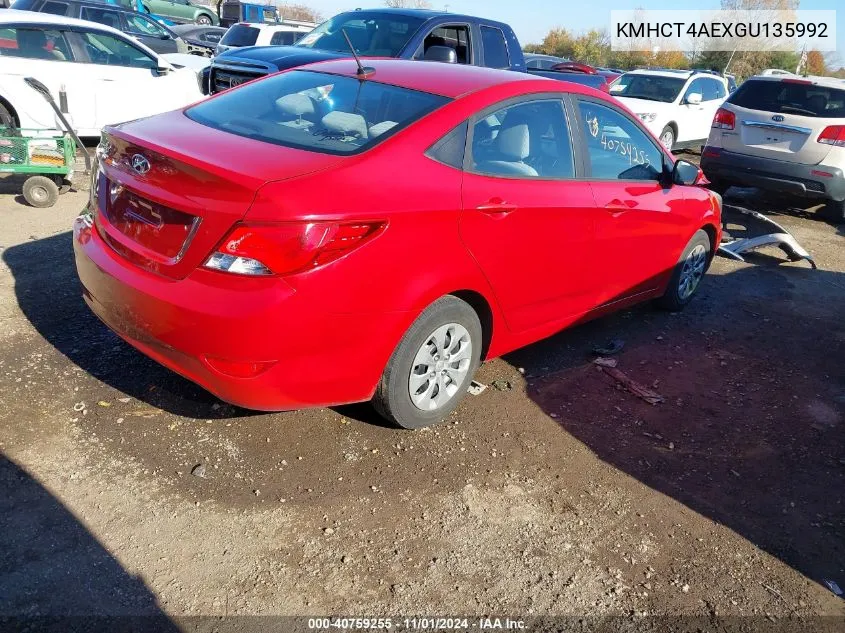 2016 Hyundai Accent Se VIN: KMHCT4AEXGU135992 Lot: 40759255