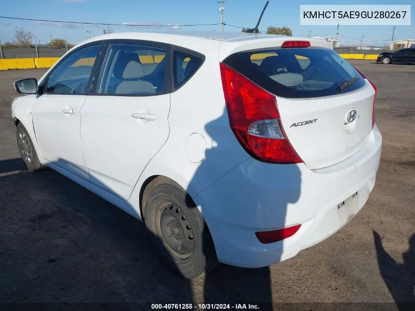 2016 Hyundai Accent Se VIN: KMHCT5AE9GU280267 Lot: 40761255