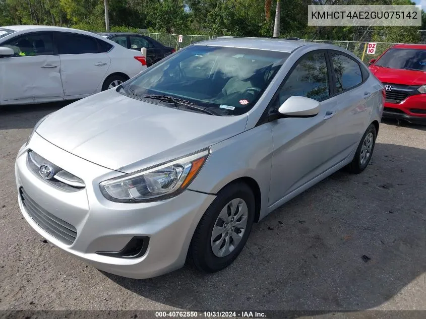 2016 Hyundai Accent Se VIN: KMHCT4AE2GU075142 Lot: 40762550