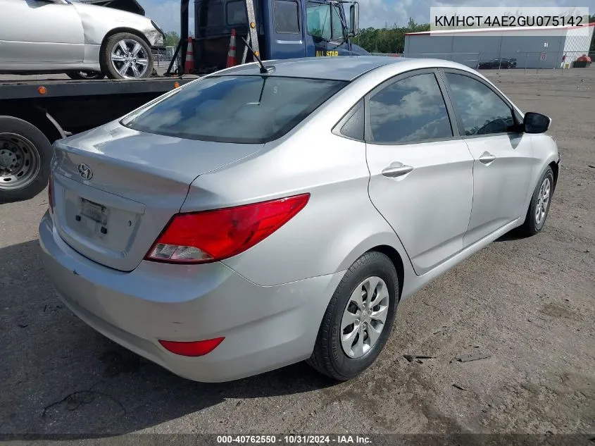 2016 Hyundai Accent Se VIN: KMHCT4AE2GU075142 Lot: 40762550