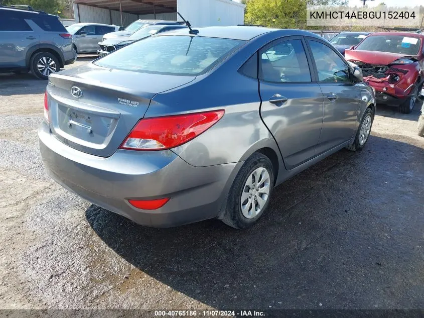 2016 Hyundai Accent Se VIN: KMHCT4AE8GU152404 Lot: 40765186