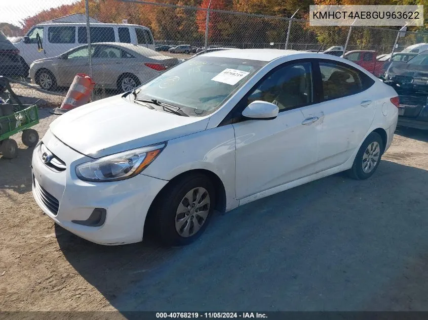 2016 Hyundai Accent Se VIN: KMHCT4AE8GU963622 Lot: 40768219