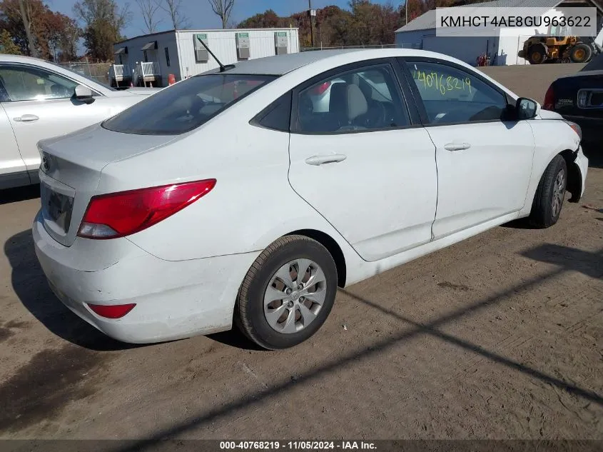 2016 Hyundai Accent Se VIN: KMHCT4AE8GU963622 Lot: 40768219