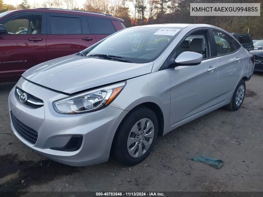 2016 Hyundai Accent Se VIN: KMHCT4AEXGU994855 Lot: 40783546