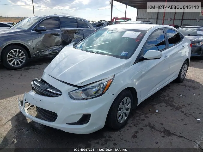 2016 Hyundai Accent Se VIN: KMHCT4AE8GU045143 Lot: 40797321