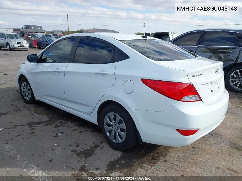 2016 Hyundai Accent Se VIN: KMHCT4AE8GU045143 Lot: 40797321