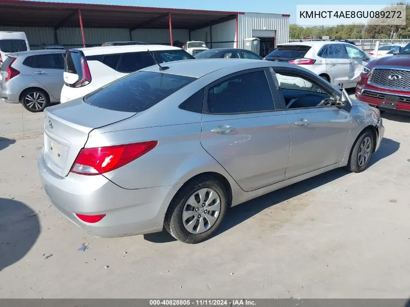 2016 Hyundai Accent Se VIN: KMHCT4AE8GU089272 Lot: 40828805