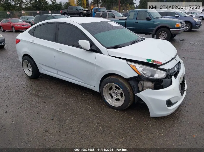 2016 Hyundai Accent Se VIN: KMHCT4AE2GU117258 Lot: 40837685