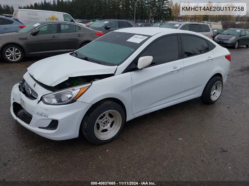 2016 Hyundai Accent Se VIN: KMHCT4AE2GU117258 Lot: 40837685