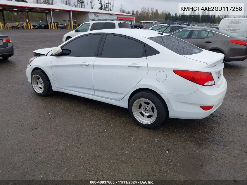 2016 Hyundai Accent Se VIN: KMHCT4AE2GU117258 Lot: 40837685