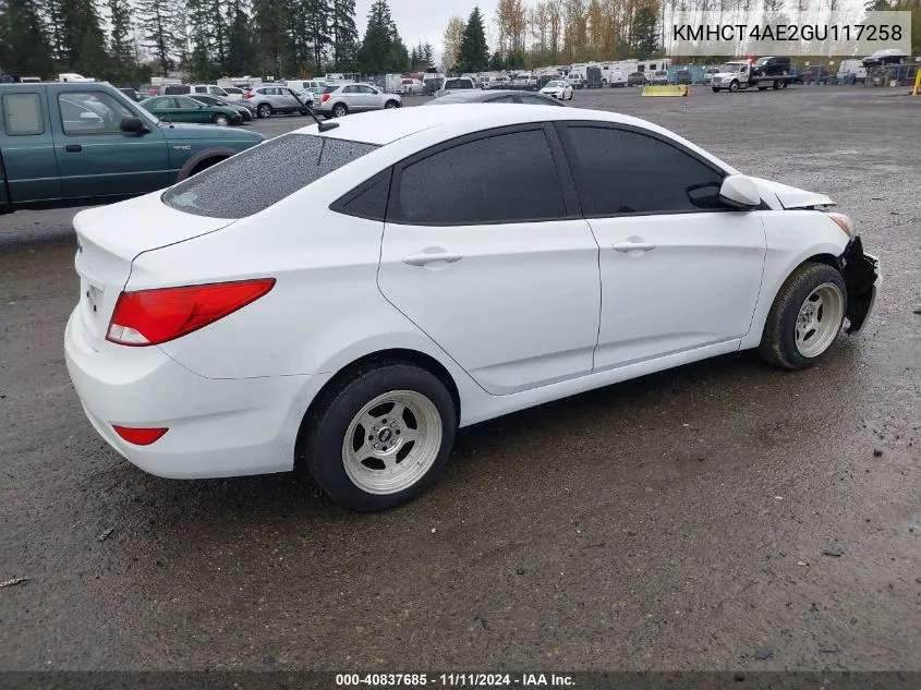 2016 Hyundai Accent Se VIN: KMHCT4AE2GU117258 Lot: 40837685