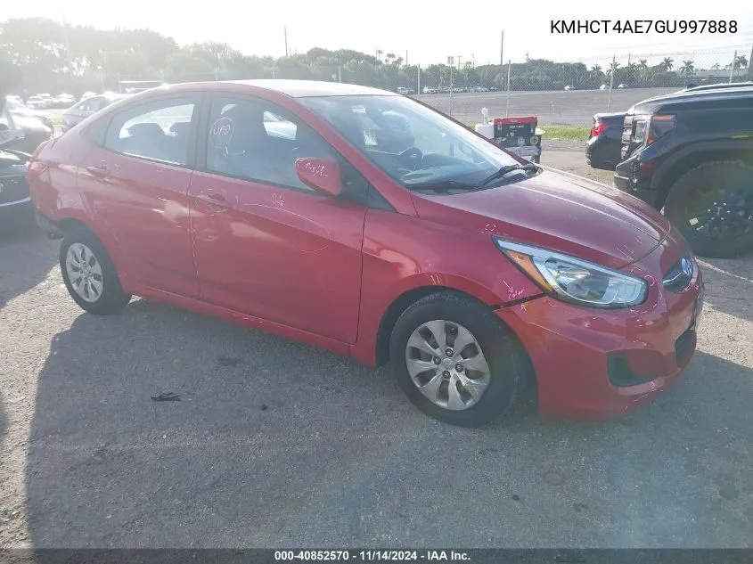 2016 Hyundai Accent Se VIN: KMHCT4AE7GU997888 Lot: 40852570