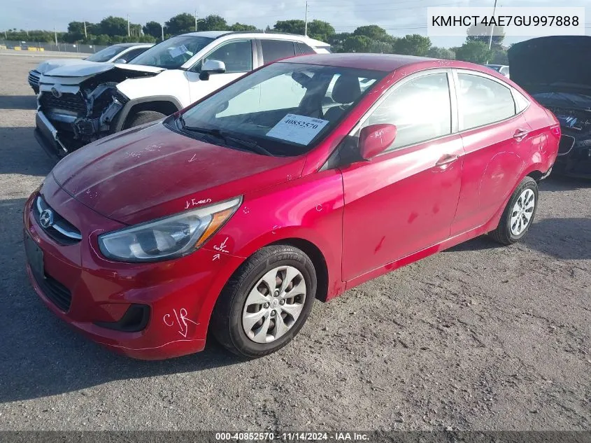 2016 Hyundai Accent Se VIN: KMHCT4AE7GU997888 Lot: 40852570