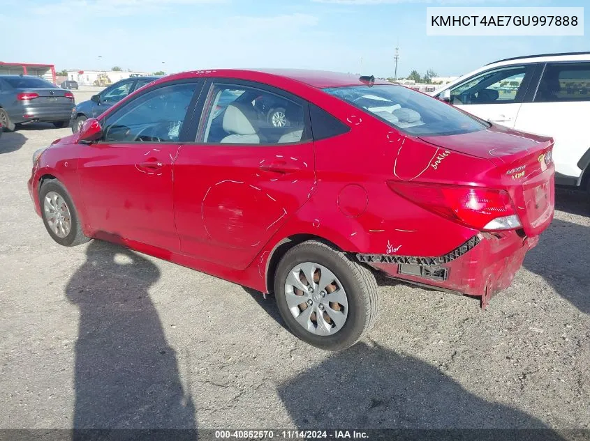 2016 Hyundai Accent Se VIN: KMHCT4AE7GU997888 Lot: 40852570