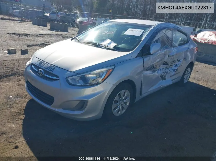 2016 Hyundai Accent Se VIN: KMHCT4AEXGU022317 Lot: 40861136