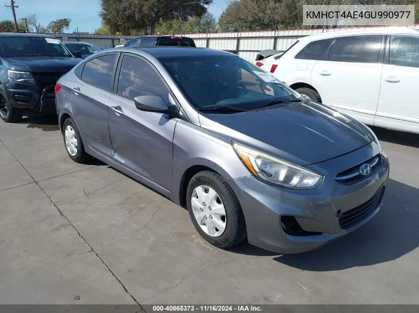 2016 Hyundai Accent Se VIN: KMHCT4AE4GU990977 Lot: 40865373