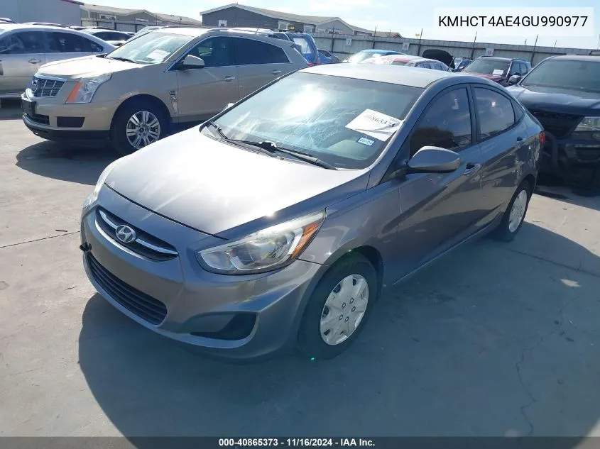 2016 Hyundai Accent Se VIN: KMHCT4AE4GU990977 Lot: 40865373