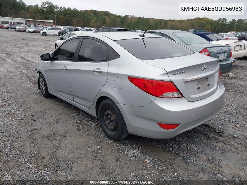 2016 Hyundai Accent Se VIN: KMHCT4AE5GU956983 Lot: 40868550