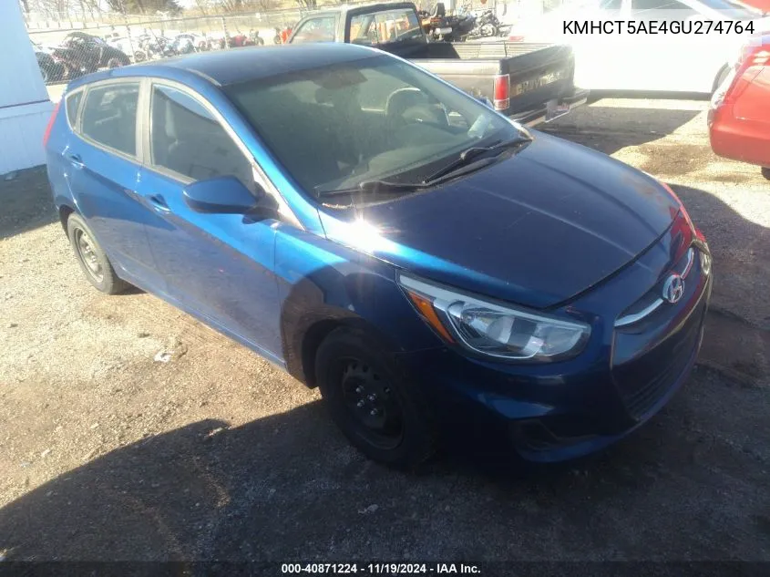 2016 Hyundai Accent Se VIN: KMHCT5AE4GU274764 Lot: 40871224