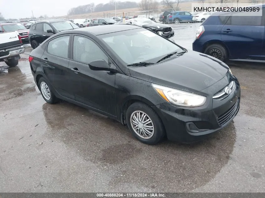 2016 Hyundai Accent Se VIN: KMHCT4AE2GU048989 Lot: 40888204