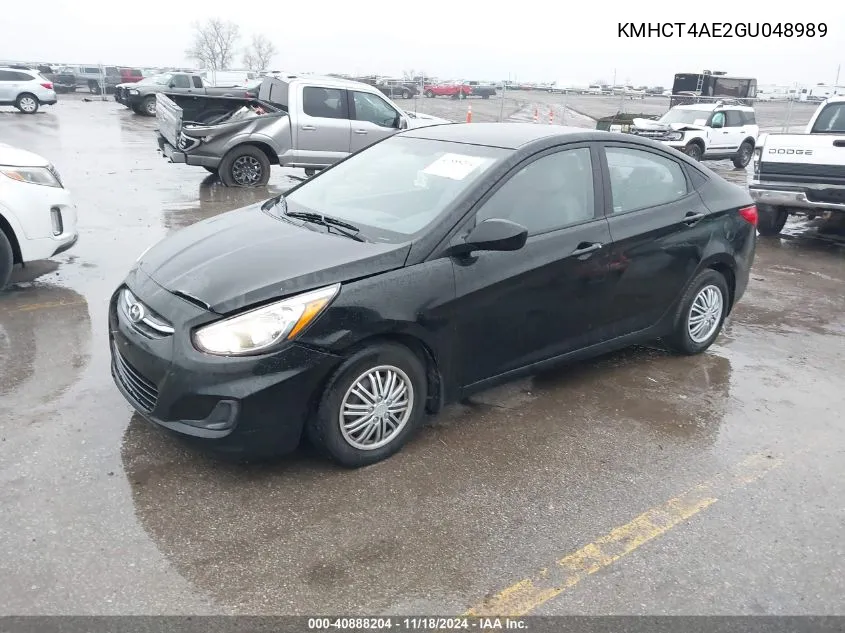 2016 Hyundai Accent Se VIN: KMHCT4AE2GU048989 Lot: 40888204