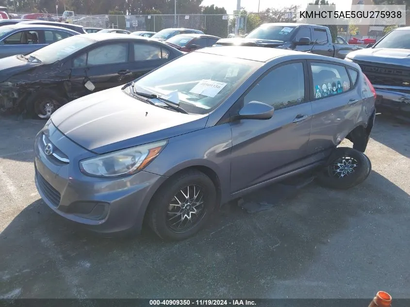 2016 Hyundai Accent Se VIN: KMHCT5AE5GU275938 Lot: 40909350