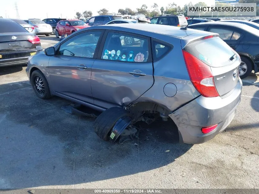 2016 Hyundai Accent Se VIN: KMHCT5AE5GU275938 Lot: 40909350