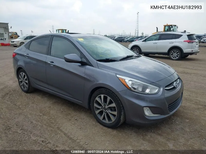 2017 Hyundai Accent Se VIN: KMHCT4AE3HU182993 Lot: 12065940