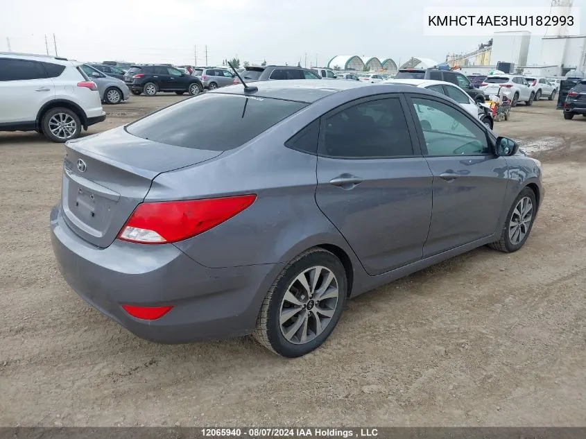 2017 Hyundai Accent Se VIN: KMHCT4AE3HU182993 Lot: 12065940