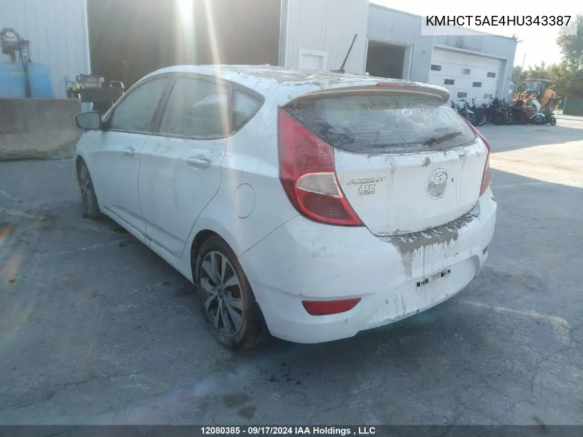 2017 Hyundai Accent Se VIN: KMHCT5AE4HU343387 Lot: 12080385