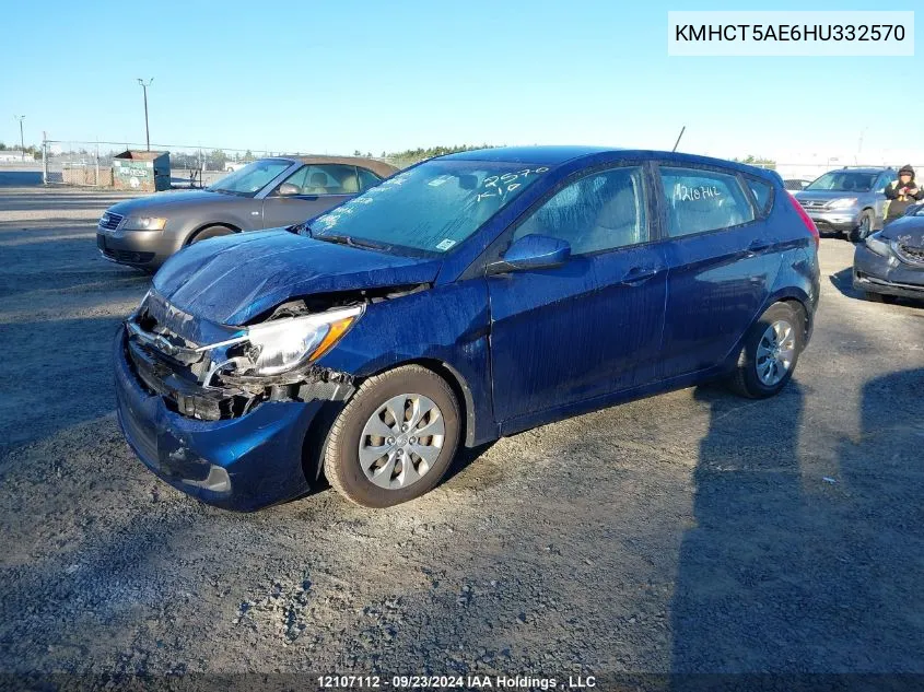 2017 Hyundai Accent Gl VIN: KMHCT5AE6HU332570 Lot: 12107112