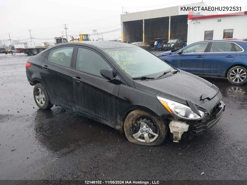 2017 Hyundai Accent Gl VIN: KMHCT4AE0HU292531 Lot: 12148102