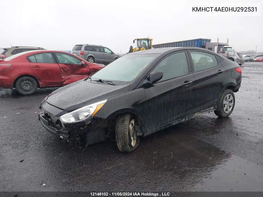 2017 Hyundai Accent Gl VIN: KMHCT4AE0HU292531 Lot: 12148102