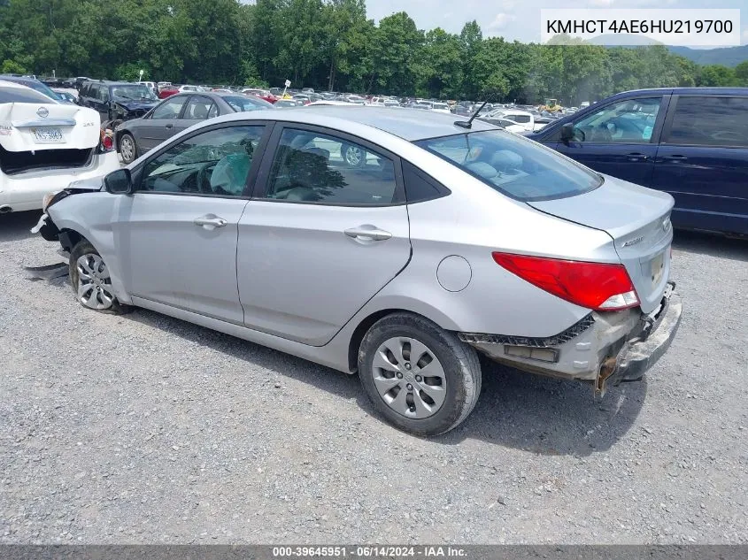 2017 Hyundai Accent Se VIN: KMHCT4AE6HU219700 Lot: 39645951