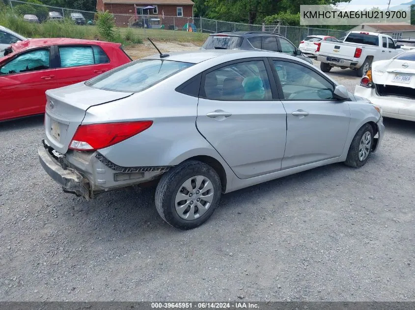 2017 Hyundai Accent Se VIN: KMHCT4AE6HU219700 Lot: 39645951